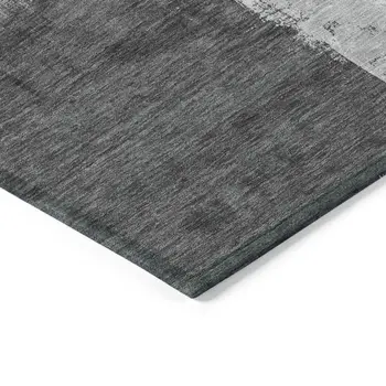 10' X 14' Gray And Smoky Black Abstract Washable Indoor Outdoor Area Rug