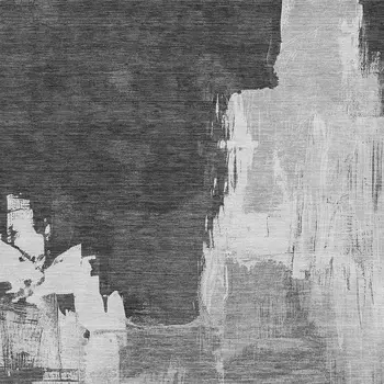 10' X 14' Gray And Smoky Black Abstract Washable Indoor Outdoor Area Rug