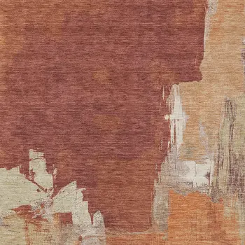 10' X 14' Orange And Burnt Orange Abstract Washable Indoor Outdoor Area Rug