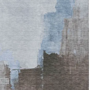 3' X 5' Sky Blue And Blue Abstract Washable Indoor Outdoor Area Rug