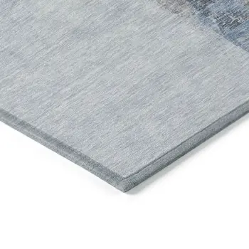 8' Sky Blue And Blue Round Abstract Washable Indoor Outdoor Area Rug