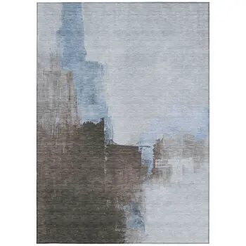 8' X 10' Sky Blue And Blue Abstract Washable Indoor Outdoor Area Rug