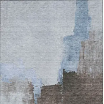9' X 12' Sky Blue And Blue Abstract Washable Indoor Outdoor Area Rug