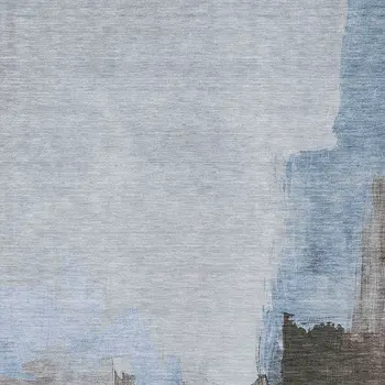 9' X 12' Sky Blue And Blue Abstract Washable Indoor Outdoor Area Rug