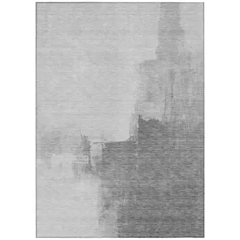 10' X 14' Silver And Gray Abstract Washable Indoor Outdoor Area Rug