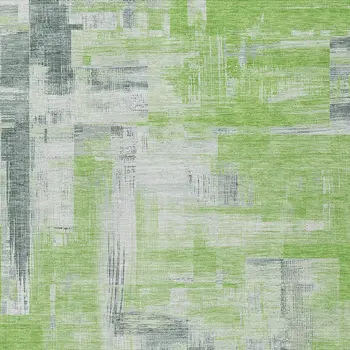 5' X 8' Artichoke Green And Green Abstract Washable Indoor Outdoor Area Rug