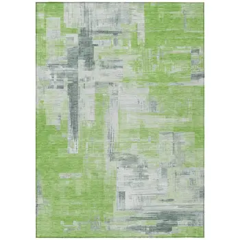 10' X 14' Artichoke Green And Green Abstract Washable Indoor Outdoor Area Rug