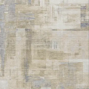 3' X 5' Ivory And Beige Abstract Washable Indoor Outdoor Area Rug