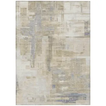 5' X 8' Ivory And Beige Abstract Washable Indoor Outdoor Area Rug