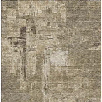 3' X 5' Brown And Beige Abstract Washable Indoor Outdoor Area Rug