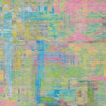 3' X 5' Pink Key Lime And Sky Blue Abstract Washable Indoor Outdoor Area Rug