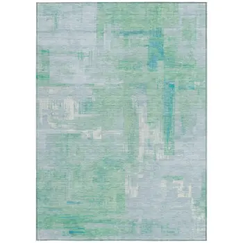 3' X 5' Sky Blue And Blue Abstract Washable Indoor Outdoor Area Rug