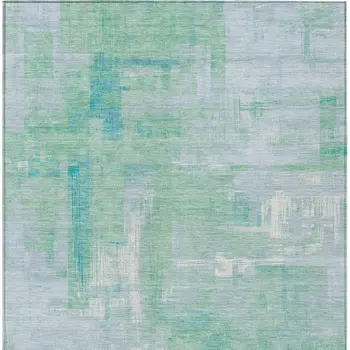 10' X 14' Sky Blue And Blue Abstract Washable Indoor Outdoor Area Rug