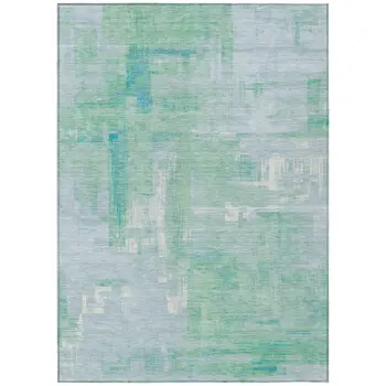 10' X 14' Sky Blue And Blue Abstract Washable Indoor Outdoor Area Rug