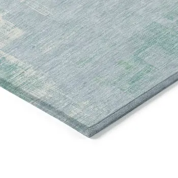 10' X 14' Sky Blue And Blue Abstract Washable Indoor Outdoor Area Rug