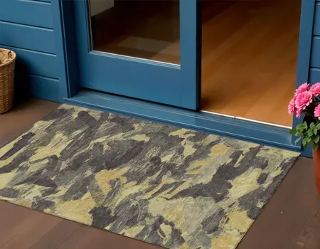 3' X 5' Charcoal And Gray Abstract Washable Indoor Outdoor Area Rug