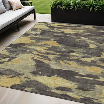 5' X 8' Charcoal And Gray Abstract Washable Indoor Outdoor Area Rug