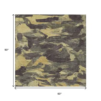 5' X 8' Charcoal And Gray Abstract Washable Indoor Outdoor Area Rug