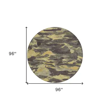 8' Charcoal And Gray Round Abstract Washable Indoor Outdoor Area Rug