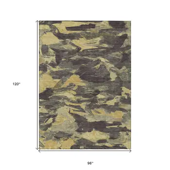 8' X 10' Charcoal And Gray Abstract Washable Indoor Outdoor Area Rug