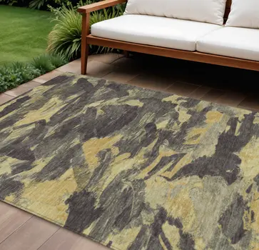 8' X 10' Charcoal And Gray Abstract Washable Indoor Outdoor Area Rug