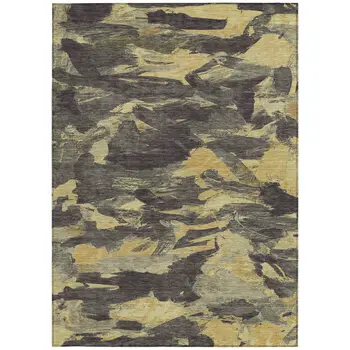 9' X 12' Charcoal And Gray Abstract Washable Indoor Outdoor Area Rug