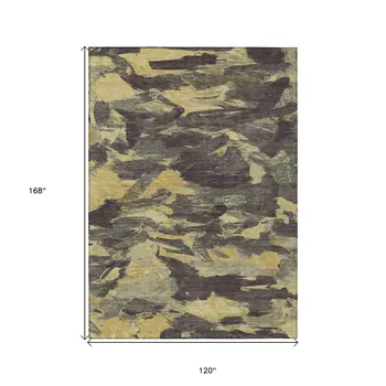 10' X 14' Charcoal And Gray Abstract Washable Indoor Outdoor Area Rug