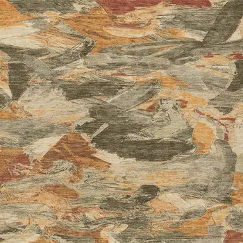 3' X 5' Copper And Orange Abstract Washable Indoor Outdoor Area Rug