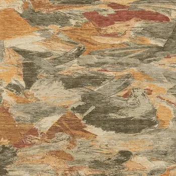 9' X 12' Copper And Orange Abstract Washable Indoor Outdoor Area Rug