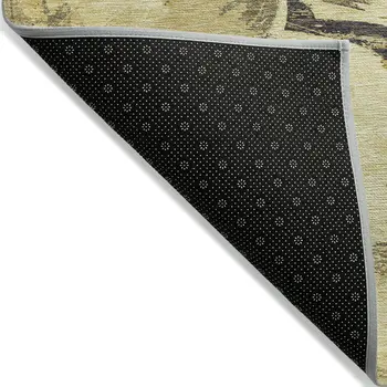 8' X 10' Gold And Beige Abstract Washable Indoor Outdoor Area Rug