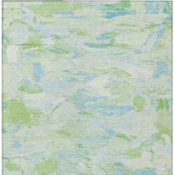 3' X 5' Mint Green And Blue Abstract Washable Indoor Outdoor Area Rug
