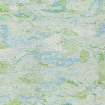5' X 8' Mint Green And Blue Abstract Washable Indoor Outdoor Area Rug