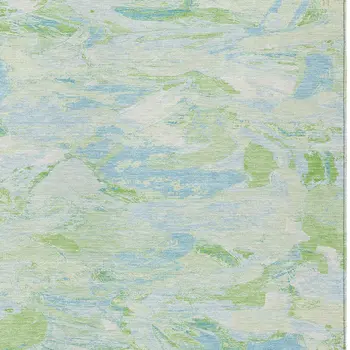 8' X 10' Mint Green And Blue Abstract Washable Indoor Outdoor Area Rug