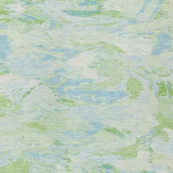 10' X 14' Mint Green And Blue Abstract Washable Indoor Outdoor Area Rug