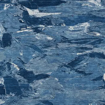 5' X 8' Navy Blue And Blue Abstract Washable Indoor Outdoor Area Rug