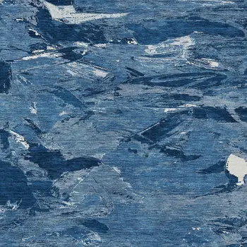 8' X 10' Navy Blue And Blue Abstract Washable Indoor Outdoor Area Rug