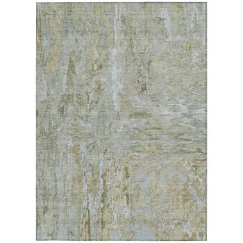 3' X 5' Khaki And Brown Abstract Washable Indoor Outdoor Area Rug