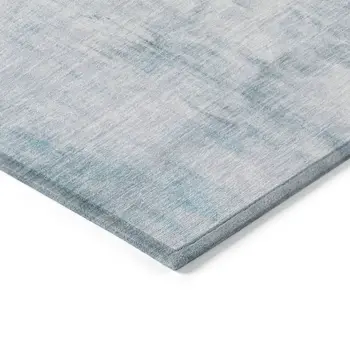 5' X 8' Teal Blue And Denim Blue Abstract Washable Indoor Outdoor Area Rug
