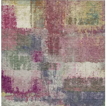 8' X 10' Blush And Pink Abstract Washable Indoor Outdoor Area Rug