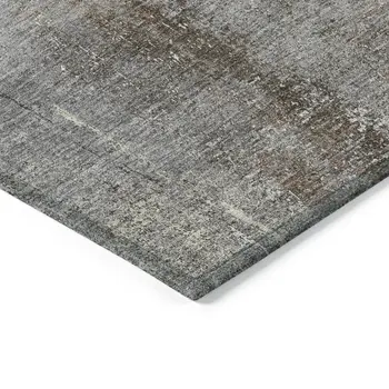 5' X 8' Khaki And Brown Abstract Washable Indoor Outdoor Area Rug