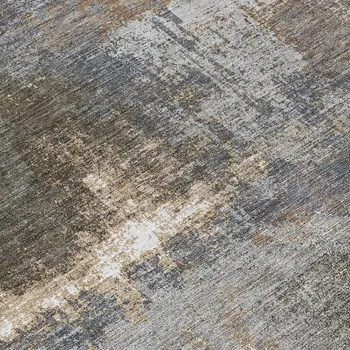 8' Khaki And Brown Round Abstract Washable Indoor Outdoor Area Rug
