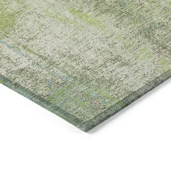 9' X 12' Lime Green And Sky Blue Abstract Washable Indoor Outdoor Area Rug