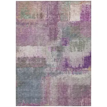 3' X 5' Lavender And Purple Abstract Washable Indoor Outdoor Area Rug