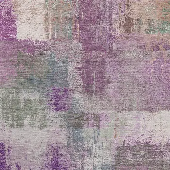 5' X 8' Lavender And Purple Abstract Washable Indoor Outdoor Area Rug
