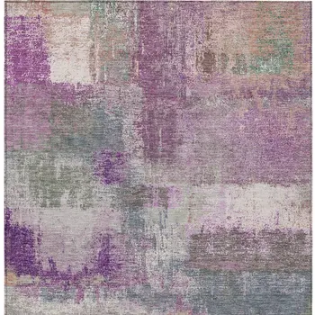 8' X 10' Lavender And Purple Abstract Washable Indoor Outdoor Area Rug