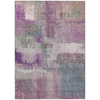 8' X 10' Lavender And Purple Abstract Washable Indoor Outdoor Area Rug