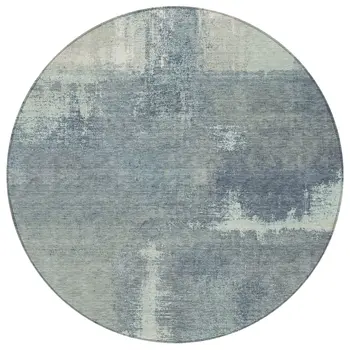 8' Sage And Green Round Abstract Washable Indoor Outdoor Area Rug