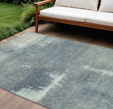 9' X 12' Sage And Green Abstract Washable Indoor Outdoor Area Rug