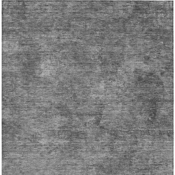 5' X 8' Gray And Smoky Black Abstract Washable Indoor Outdoor Area Rug
