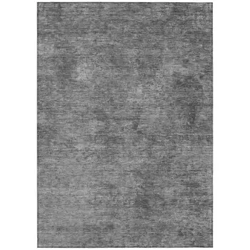 5' X 8' Gray And Smoky Black Abstract Washable Indoor Outdoor Area Rug